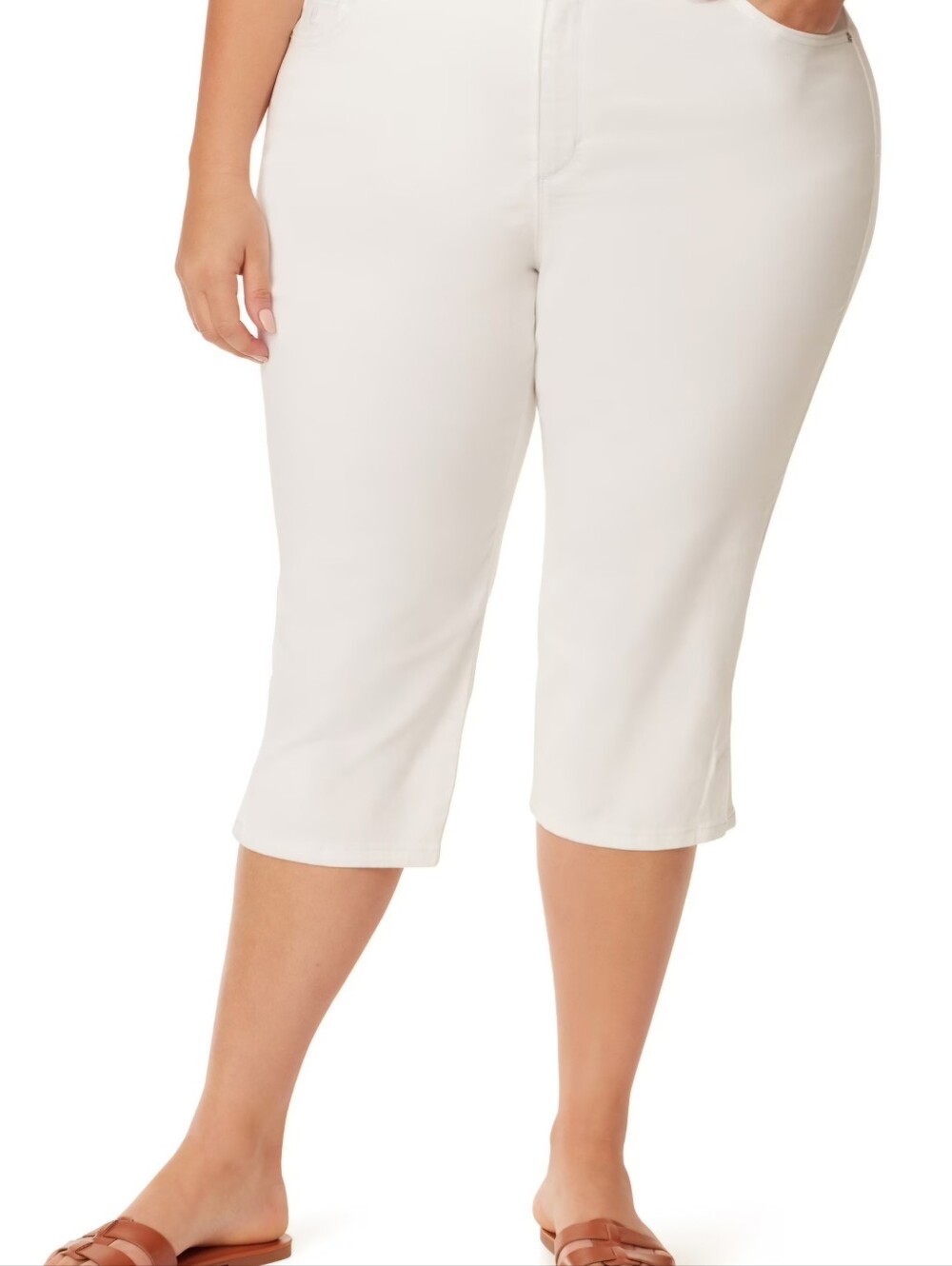 Gloria Vanderbilt Amanda Capri Pants White High Rise Stretch Denim Womens 12 EUC
